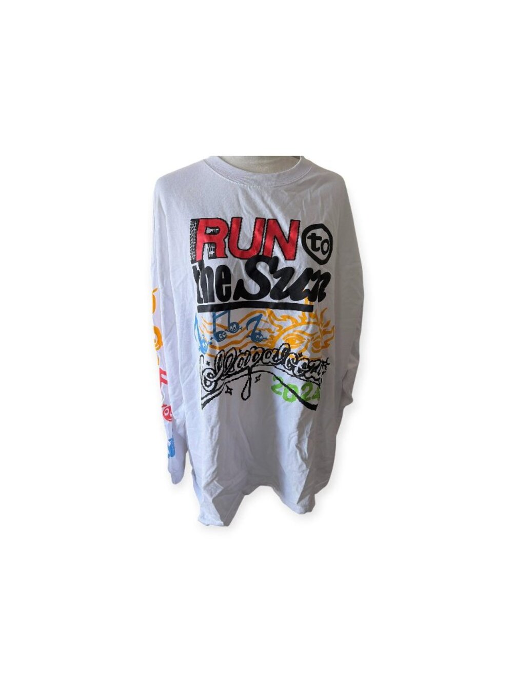 Joe Freshgoods Lollapalooza 2024 White Long Sleeve Graphic Tee Shirt Run To Sun